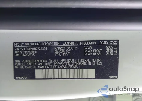 2024 Volvo Xc40 B5 Ultimate Dark Theme из США, поврежденный, VIN YV4L12UMXR2234356